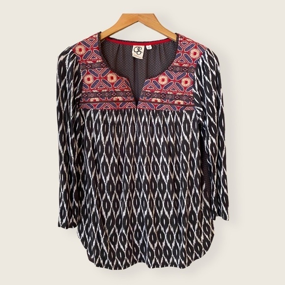 Anthropologie One September Embroidered Curved Hem Boho Tunic Top Size Small - Picture 1 of 6